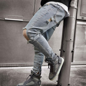Rippede menn små føtter jeans engros pris produsent fabrikk