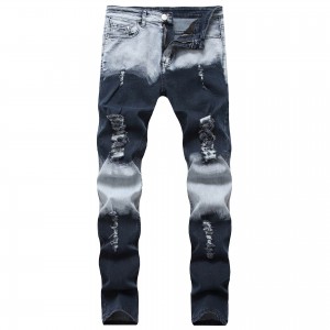 Fashion New Ripped Jeans Herr Stretch Slim Jeans för män