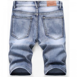 Jeans jeans moda verão alta qualidade azul rasgado shorts jeans masculinos