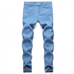 Calça jeans masculina skinny azul com zíper de alta qualidade popular de alta qualidade