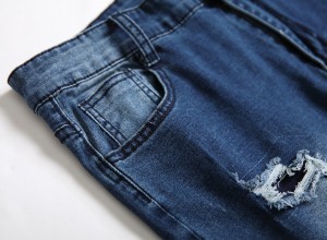 მამაკაცის ჯინსის ჩვეულებრივი პაჩები საზღვარგარეთული საგარეო ვაჭრობის მოდის ტენდენცია მამაკაცის გაჭიმვის თხელი შარვალი