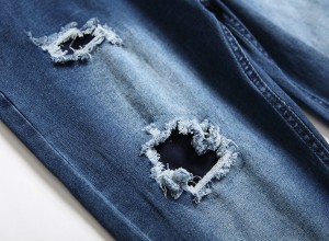 Calças jeans masculinas de patch casual transfronteiriça comércio exterior moda tendências masculinas calças justas elásticas