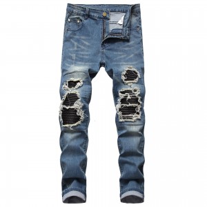 Fashion fortuita gracili jeans hominum exectus denim braccis cutis proten hominum jeans