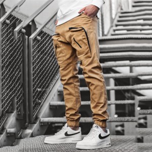 Fabrika Outlet Erkek İş Kıyafeti Pantolonları Dokuma Çok Cepli Günlük Pantolon İpli Kargo Pantolonları
