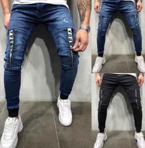 Модни машки тексас панталони секојдневни спортски панталони се протегаат панталони фармерки мажи