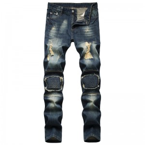 Hot sale China High Quality Men Denim Jeans Comfortable Soft Elastic Lower Waist Middle Waist Blue Fashion