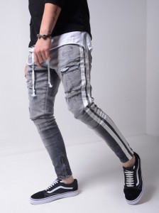 Новыя мужчынскія джынсы 2021 года, прыталеныя ірваныя джынсавыя штаны, модныя паўсядзённыя джынсы з вялікімі памерамі