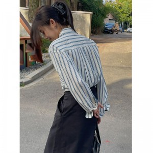 2022 factory custom plus-size women’s fashion personality lightweight striped shir