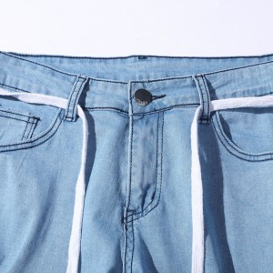 2021 Ġodda ta' l-irġiel Jeans Slim Fit Ripped Feet Denim Pants Fashion Casual Plus Size Pant Jeans