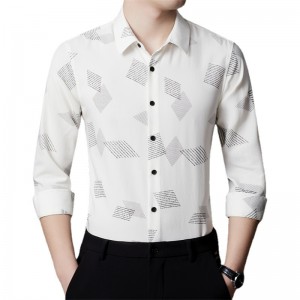 2022 plus-size na panlalaking negosyo Slim premium solid color fashion pattern shirt
