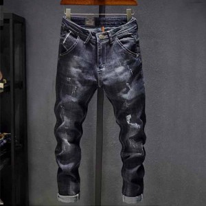 Hot salg jeans for menn med rette ben og slim-fit formell svart pluss-størrelse dongeribukser
