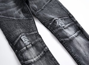 Crne i sive traperice high street s poderanim obrubom s patentnim zatvaračem pripijene rastezljive muške hlače
