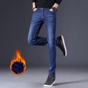 Džínsy pánske jeseň zima nový špičkový európsky tovar pánske zamatové rovné nohavice trend slim stretch