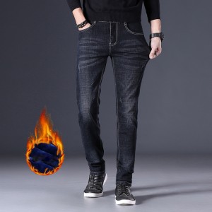 Jeans heren herfst winter nieuwe high-end Europese goederen heren fluwelen rechte broek trend slim stretch