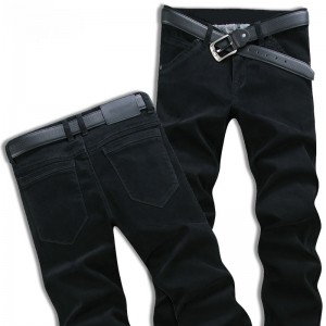 „Slim Fit“ tiesios kojos kelnės „Enzyme Wash“ plius dydžio juodi vyriški džinsai