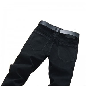 Slim Fit түзу аяқты шалбар Ферментті жуу Үлкен өлшемді қара ерлер джинсы