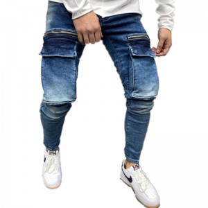 2021 Ọhụrụ Ejiji Man's Jeans Design Multi – Pocket Street Hip-Hop Factory Jeans