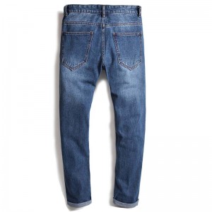 ខោខូវប៊យបុរសថ្មី 2021 Mid-rise Straight Long Pants Ripped Denim Pants Casual Jeans Men