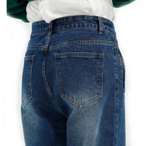 အရည်အသွေးမြင့် Loose Destroyed Patch Denim Jeans Ripped Men's Jeans