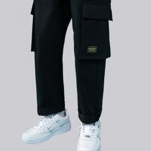 Fashion Casual Pant Lava Embroider solve Big Pockets homines Cargo Pants