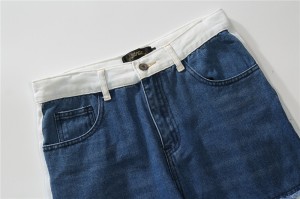 מכנסי ג'ינס קרועים עם הדפס גרפיטי באיכות גבוהה, תפירה ניגודית לגברים רפויים ישרים ברחוב גבוה