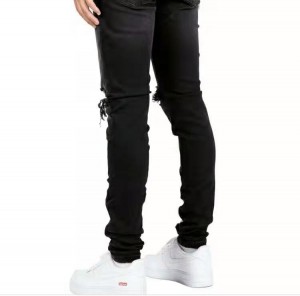 Factory Outlet Jeans Pria Nyuwek Balung Cetak Fashion Skinny Jeans