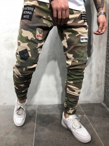 Factory Outlet Mga Lalaki nga Jeans Fashion Stretch Slim Elastic Foot Camouflage Slim Jeans