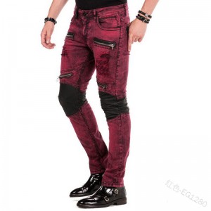 машки фармерки евтини висококвалитетни украси со патент тенок фит фармерки улични тексас панталони со искинати дупки