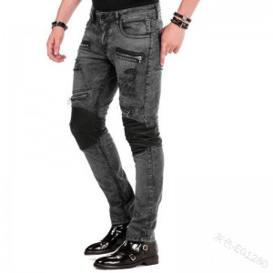 jeans di l'omi di alta qualità zipper decorazione di jeans slim-fit strappati trousers street denim trousers