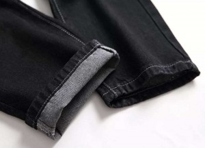Pabrik langsung fashion celana sikil lurus plus ukuran monkey wisuh zipper fly ireng nyuwek jeans wong