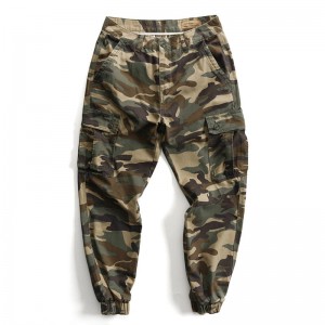 Fabryk direkte camouflage beam fuotten overalls retro casual losse broek mei rjochte skonken foar manlju