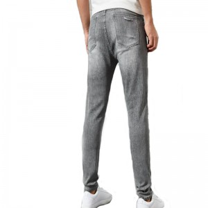 Primavera moda Smoky grey Denim Jeans Skinny Ripped Men Casual