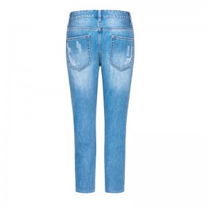 Lyseblå liten frynsete jeans for menn Personlighet Litt elastisk