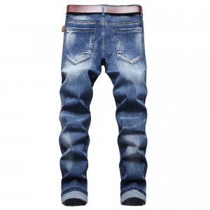Tiesiogiai gamykloje parduodami džinsai vyriški siuvinėti suglamžyti tamprūs džinsai plėšyti ploni tiesių kojų nostalgiški džinsai