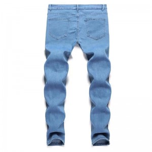 Jeans de hombre azul flaco con cremallera y cremallera de alta calidad populares