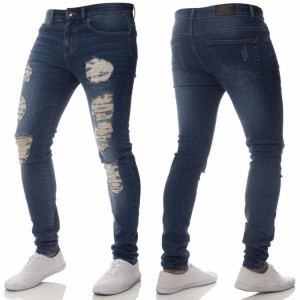 Warmverkopende professionele lae prys groothandel nuwe mans pasgemaakte mode middellyf skraal geskeurde mans jeans