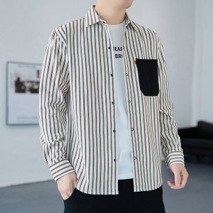 Camisa de rayas blancas y negras para hombre con personalidad elegante de gran tamaño personalizada de fábrica 2022