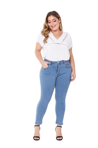 Augstas kvalitātes Plus Size Blue sieviešu Stretch cietās elastīgās džinsu bikses