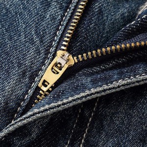 Sikat na Regular Stitching Blue Men's Jeans na Walang Kahabaan