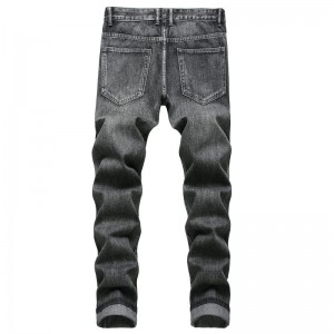 vyriški plėšyti džinsai vyriškos tiesios džinsinės kelnės gamyklinė didmeninė kaina
