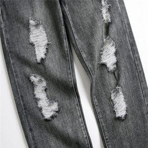 vyriški plėšyti džinsai vyriškos tiesios džinsinės kelnės gamyklinė didmeninė kaina