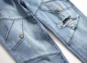 Accesorios personalizados jeans con cremallera jeans delgados para hombres agujeros rasgados