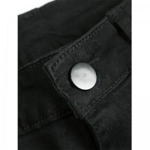 Jeans de hombre rasgados flacos negros de mezclilla simple de moda