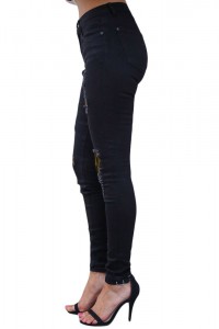 2022 nya europeiska och amerikanska leopardmönstrade jeans med rippade lappar, stretchiga damer