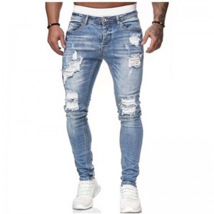 Jeans new fashion slim fit jeansên mêran ên ripkirî