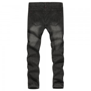 Nuovi jeans da uomo straight fit con toppa strappata plissettata