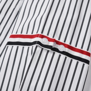 2022 ໂຮງງານຜະລິດໃຫມ່ custom size large size stylish men's stylish shirt striped striped black and white