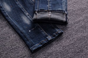 jeans fireannaich jeans sracadh toll a’ sìneadh clò-bhualadh jeans pants àrd-inbhe agus meud