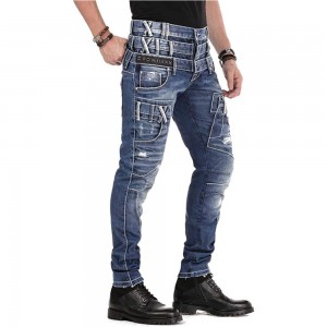 2021 Yeni erkek kot kemer özellikli tasarım mavi kot pantolon yüksek kaliteli kot erkekler