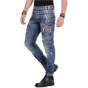 2021 Nuwe mans-jeans-lyfband met ontwerp-bule-denimbroeke hoë kwaliteit jeans mans